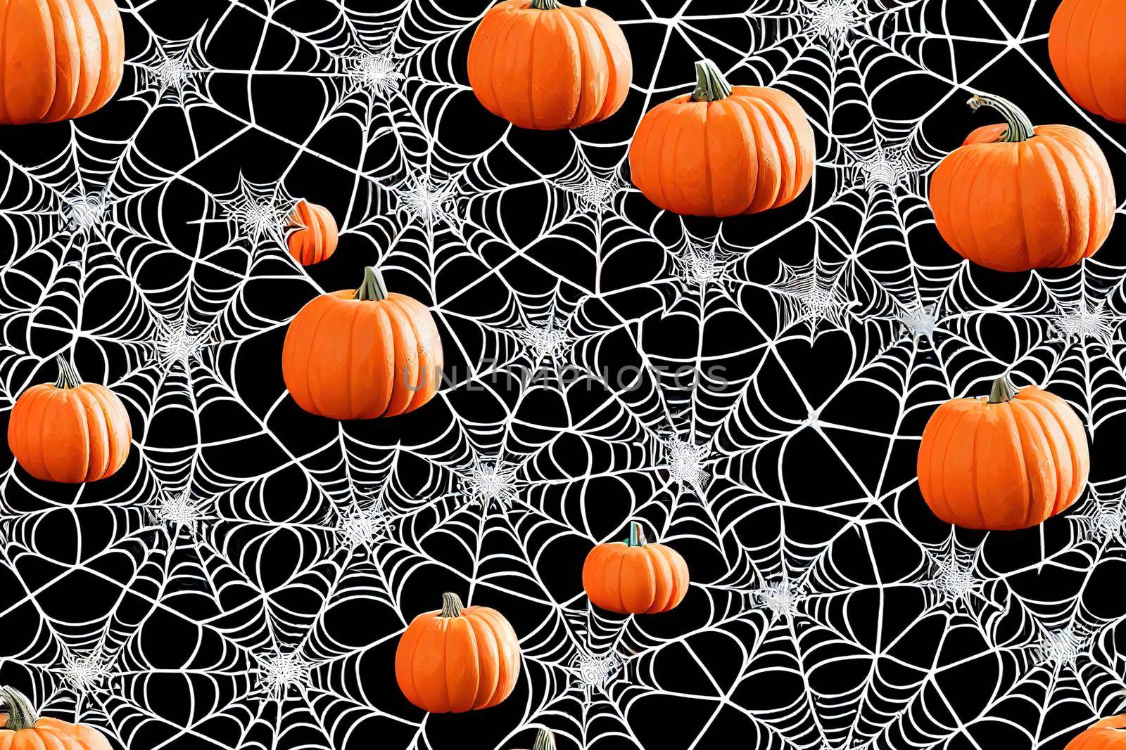 Set of witch hats, pentagram, spider, web and inscription halloween. Halloween concept. Halloween seamless background with witch hats, spider, spiderweb and pentagrams.