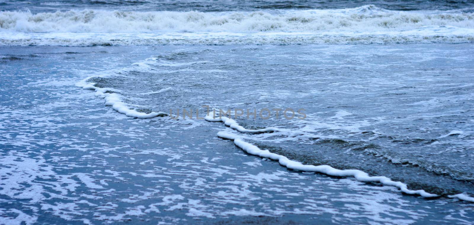 Blue Sea waves flowing on ocean floor. Full frame. Nature background. by sudiptabhowmick