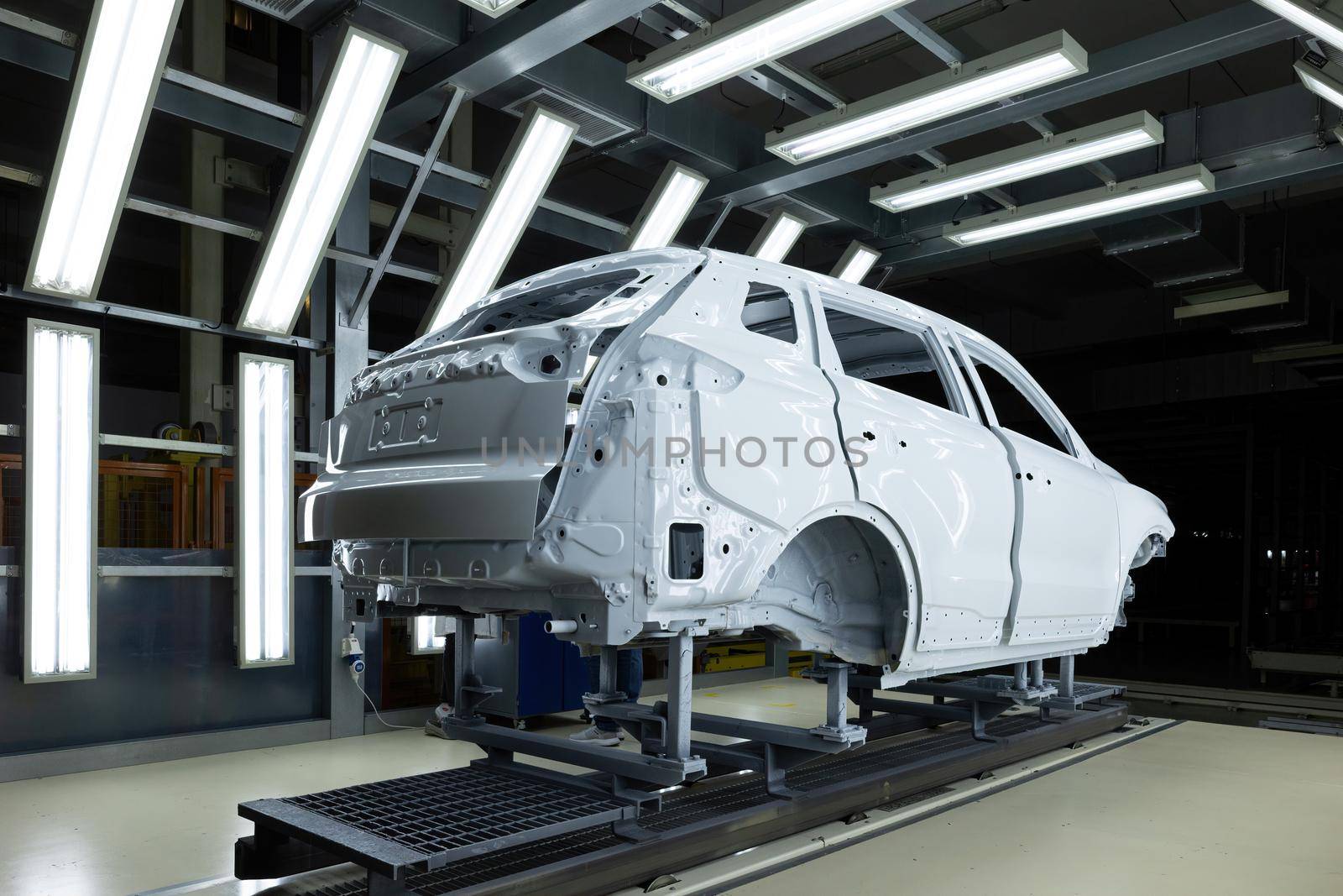 Automobile production line. ar painting. Modern car assembly plant.