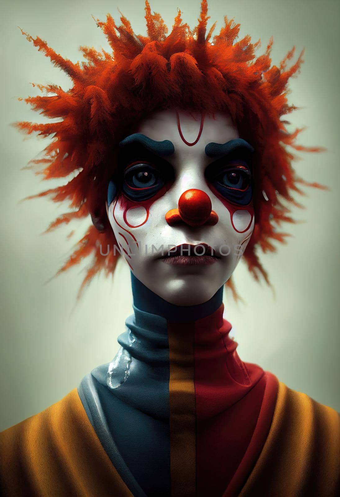 Portrait of a beautiful clown boy, 3d illustration