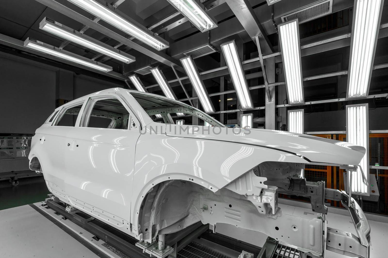 Automobile production line. ar painting. Modern car assembly plant.