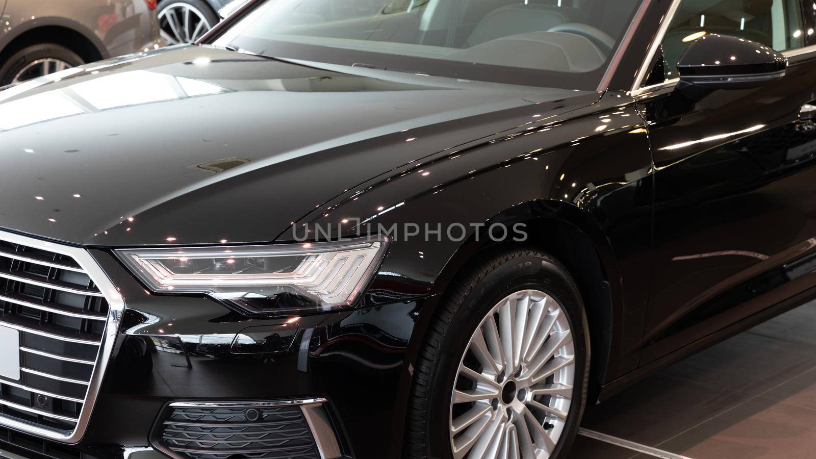 black premium executive sedan close-up