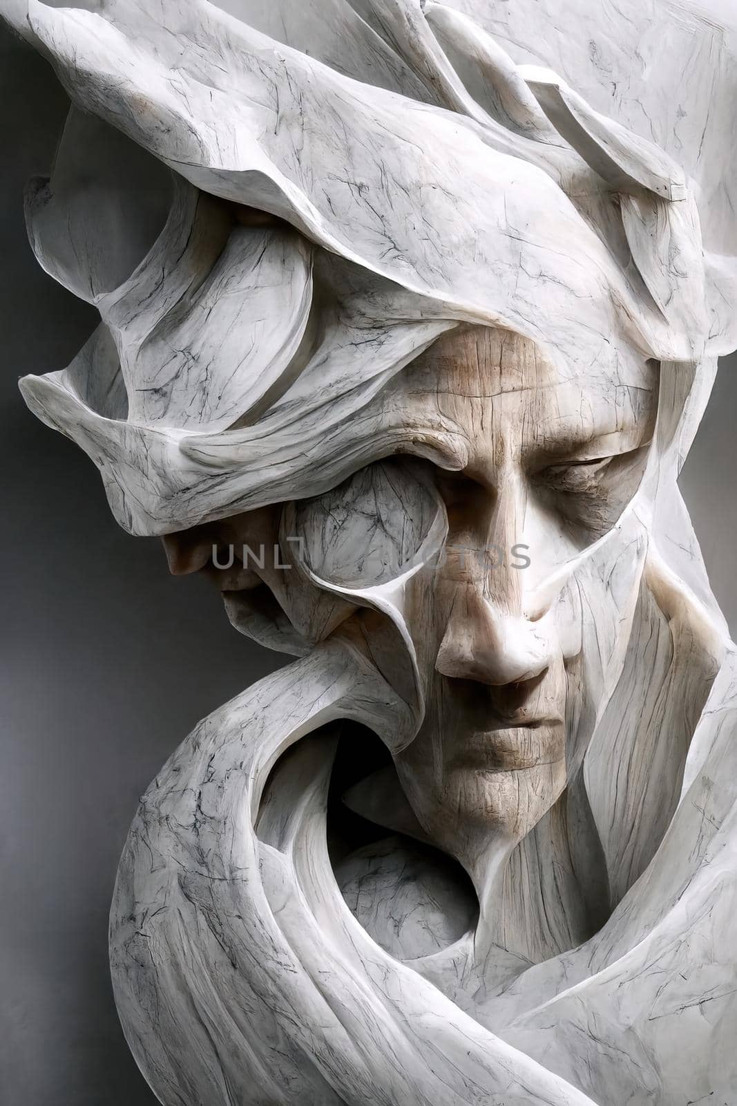Abstract marble baroque sculpture, 3d render by Farcas