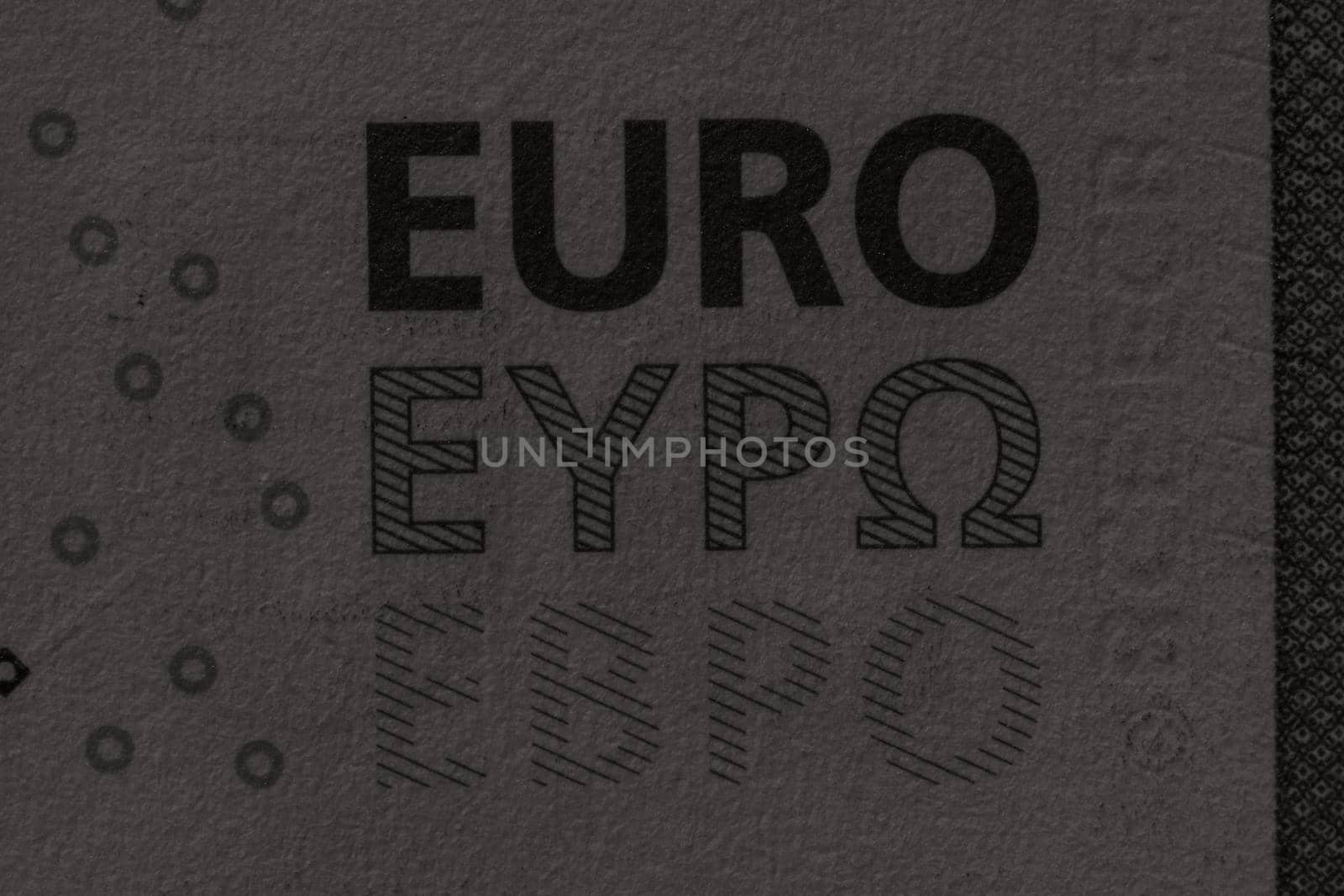 Selective focus on detail of euro banknotes. Close up macro detail of money banknotes, 50 euro isolated. World money concept, inflation and economy concept