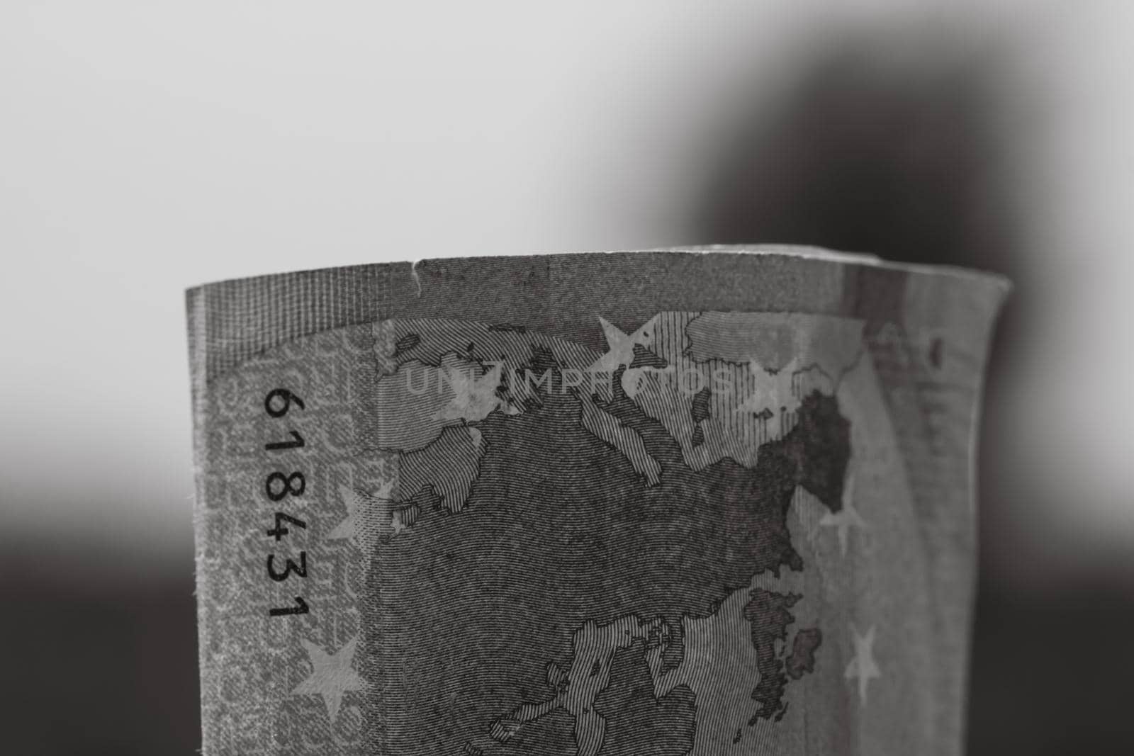 Close up macro detail of EURO money banknotes, detail photo of EURO. World money concept, inflation and economy concept by vladispas