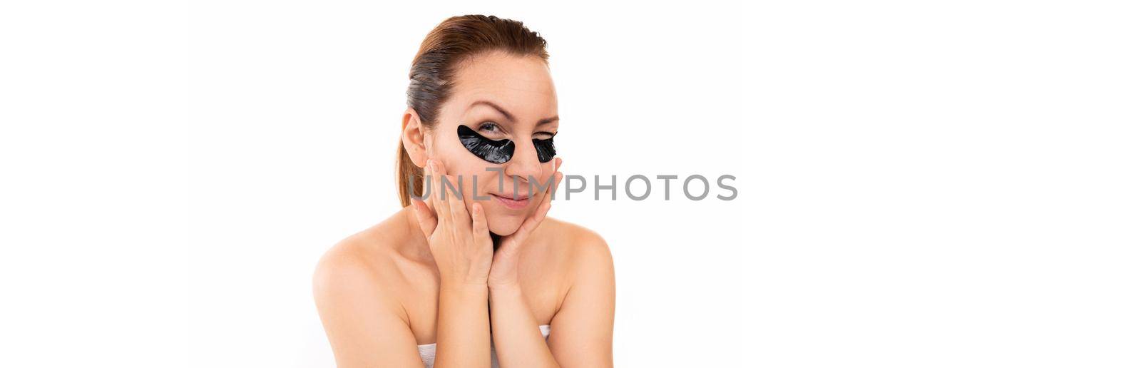 young woman skin care concept, white isolated background.