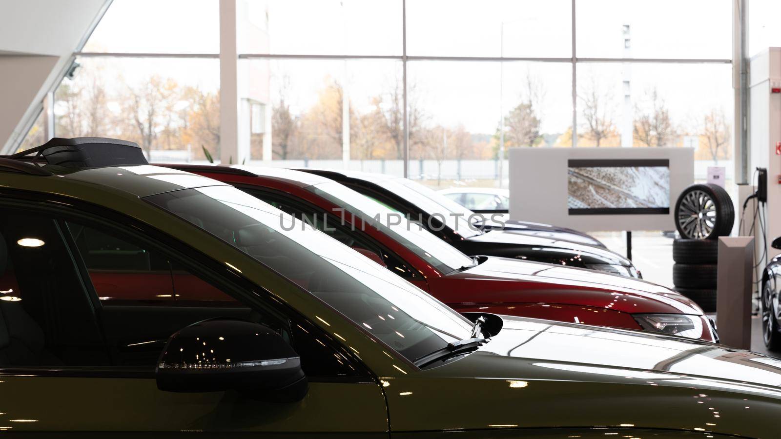 interior of a car center selling luxury SUVs.