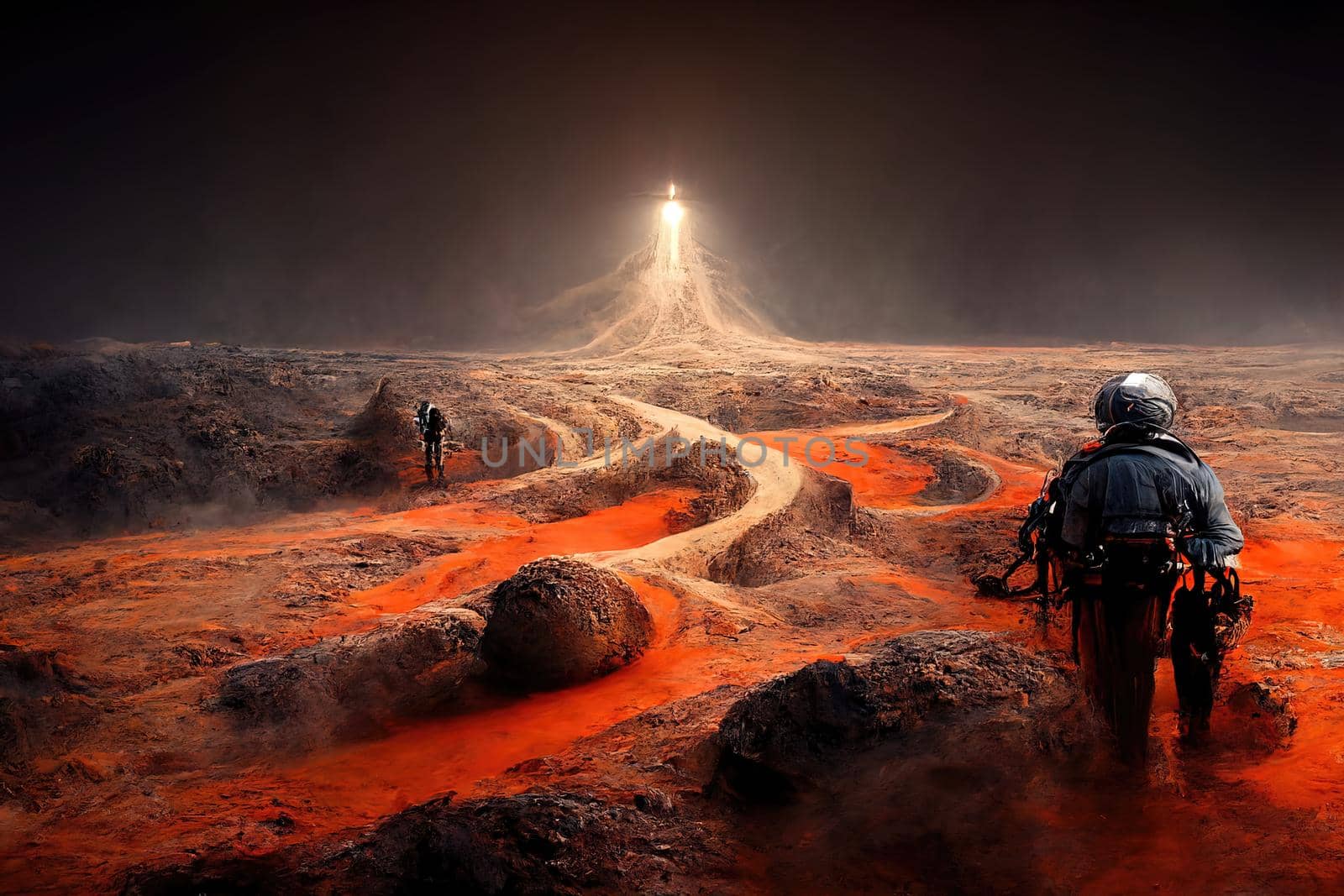 People arriving on Mars, 3d render by Farcas