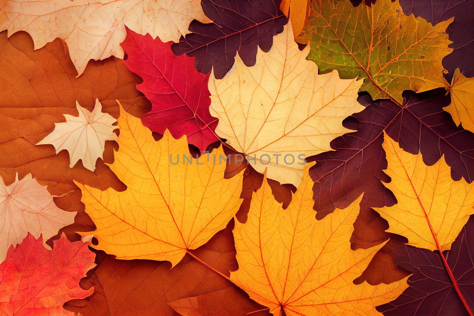 autumn flat lay with September calendar and leaves , anime style