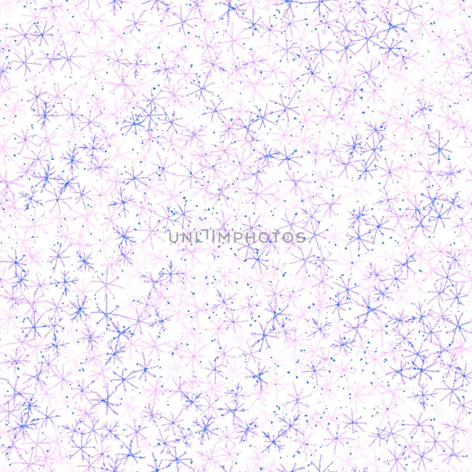 Hand Drawn Snowflakes Christmas Seamless Pattern. Subtle Flying Snow Flakes on chalk snowflakes Background. Alluring chalk handdrawn snow overlay. Fabulous holiday season decoration.