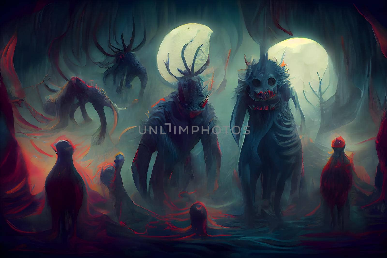 creepy fantastic nightmare alien creatures, neural network generated art by z1b