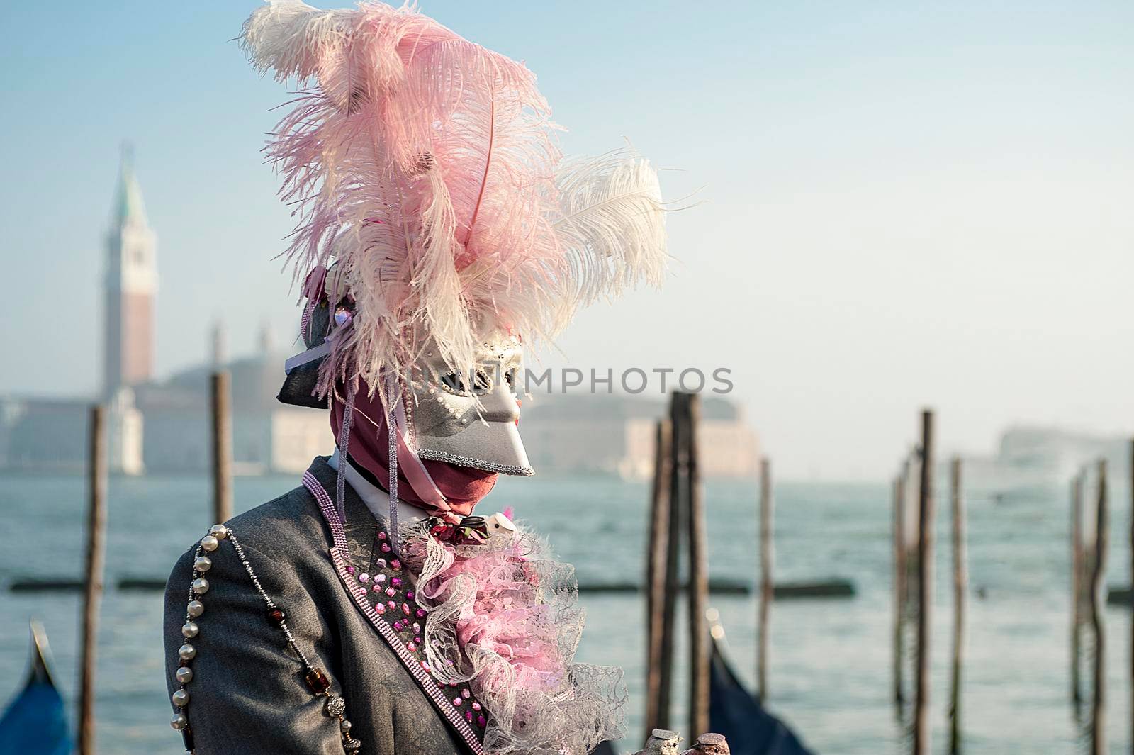 VENICE, ITALY - Febrary 21 2019: The masks of the Venice carnival 2019
