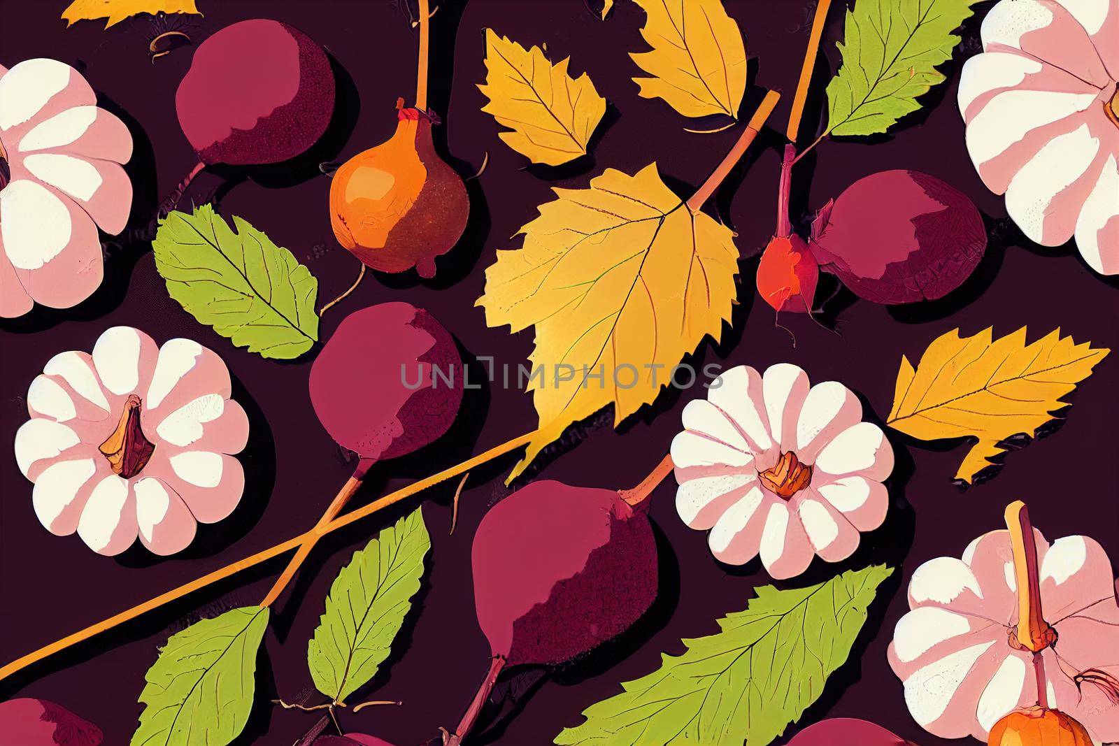 autumn flat lay with October calendar and beetroot , anime style