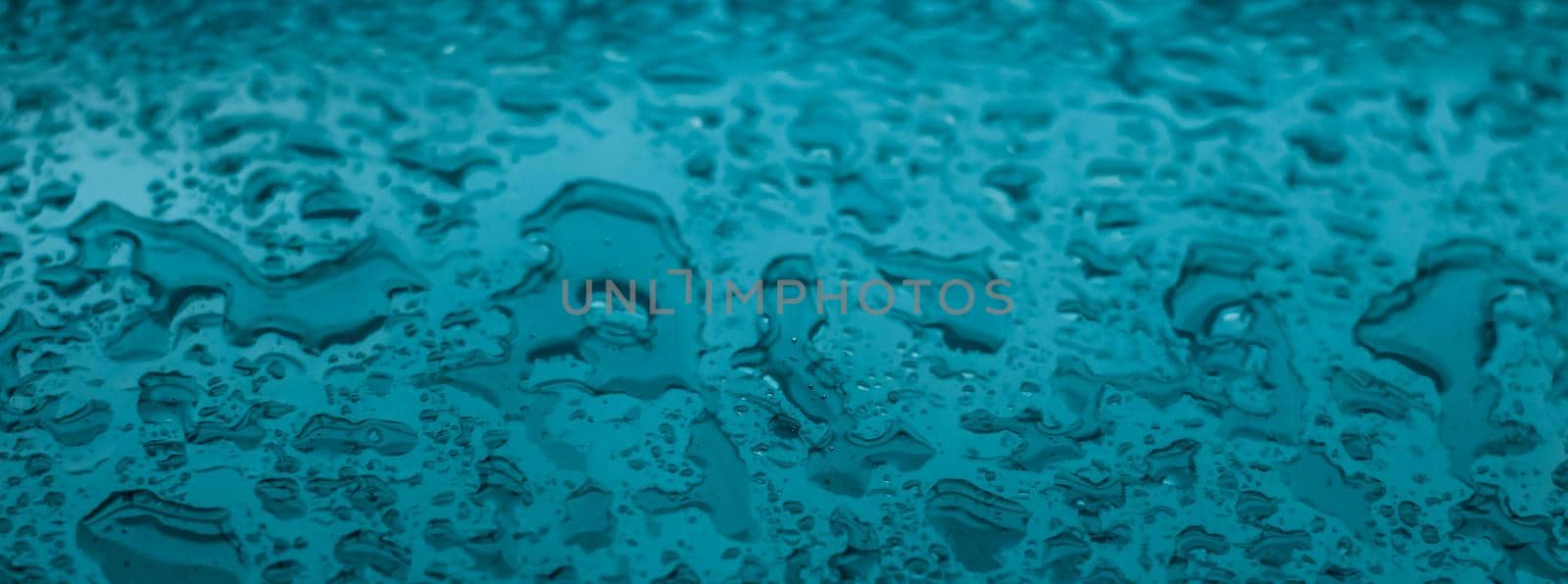 Water texture abstract background, aqua drops on turquoise glass as science macro element, rainy weather and nature surface art backdrop for environmental brand design by Anneleven