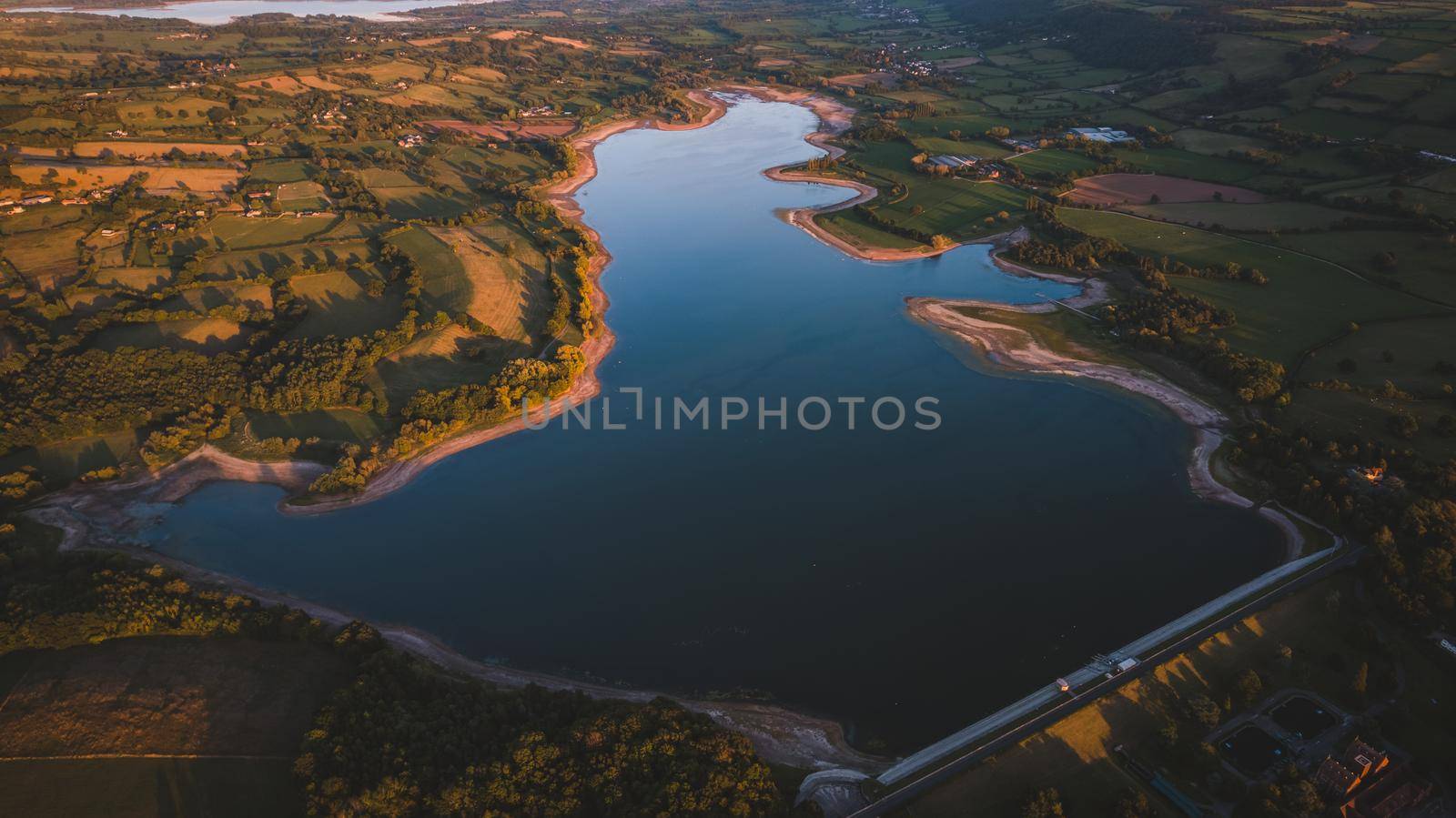 Aerial view of the Blagdon lake by fabioxavierphotography