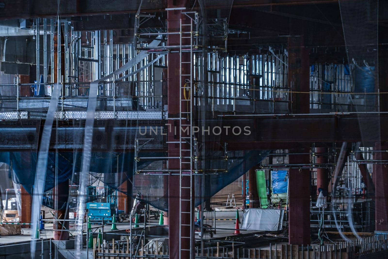 High-rise building construction site of Yokohama, Minato Mirai. Shooting Location: Yokohama-city kanagawa prefecture