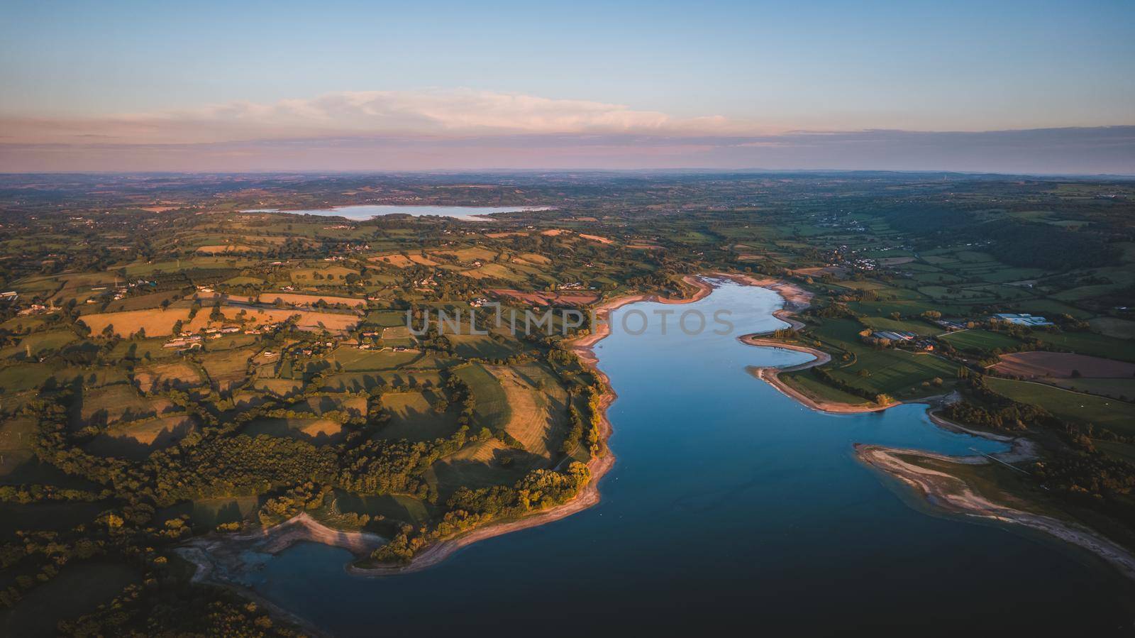 Aerial view of the Blagdon lake. High quality photo