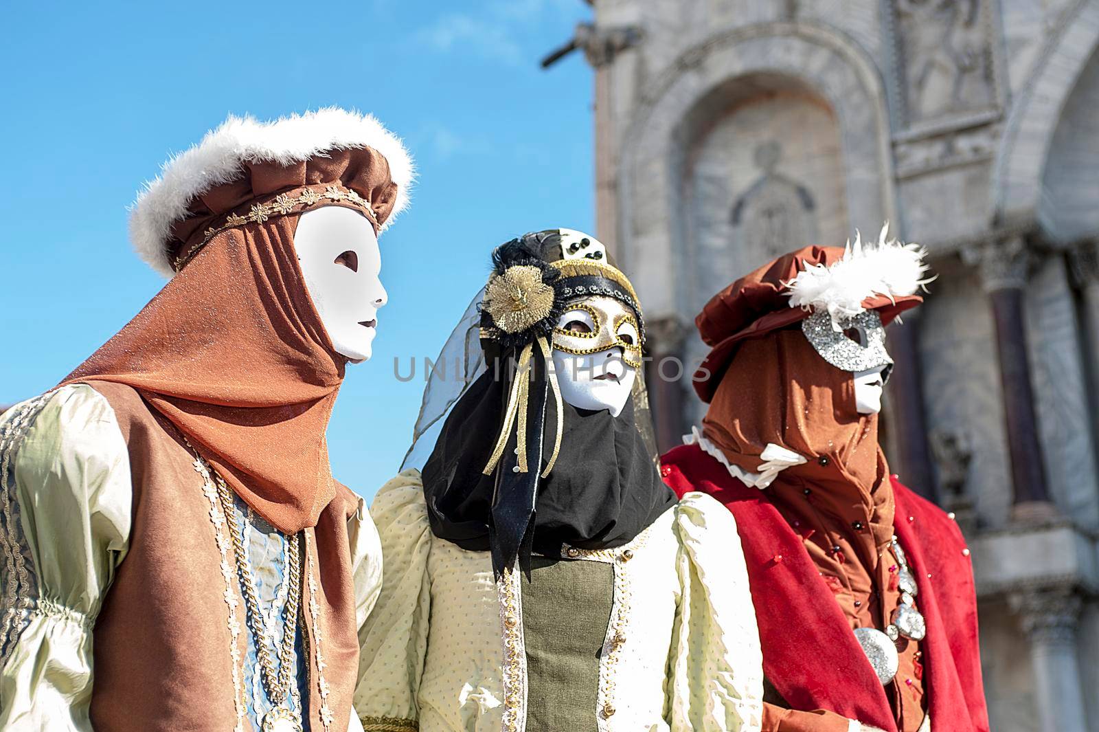VENICE, ITALY - Febrary 23 2019: The masks of the Venice carnival 2019