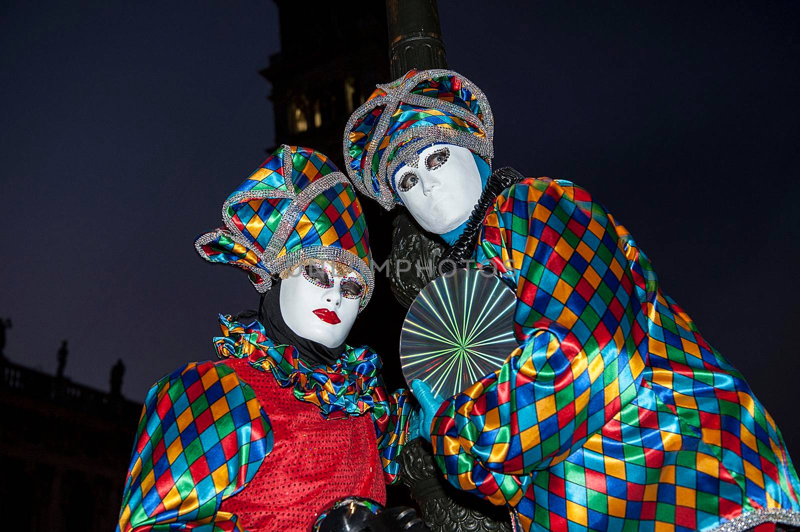 VENICE, ITALY - Febrary 19 2020: The masks of the Venice carnival 2020