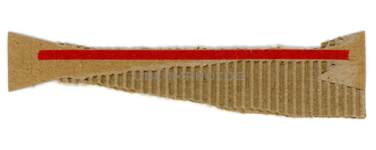 red easy open strip on corrugated cardboard packet