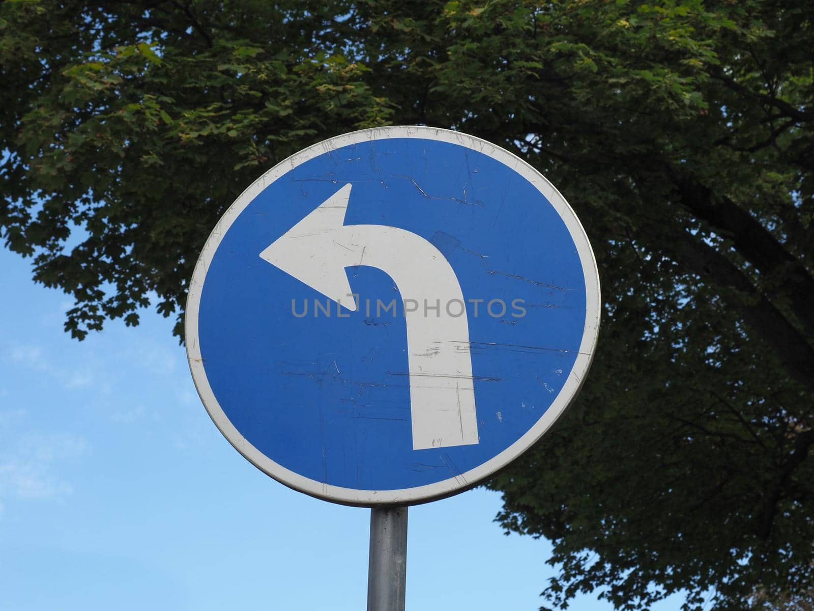 Regulatory signs, turn left ahead traffic sign