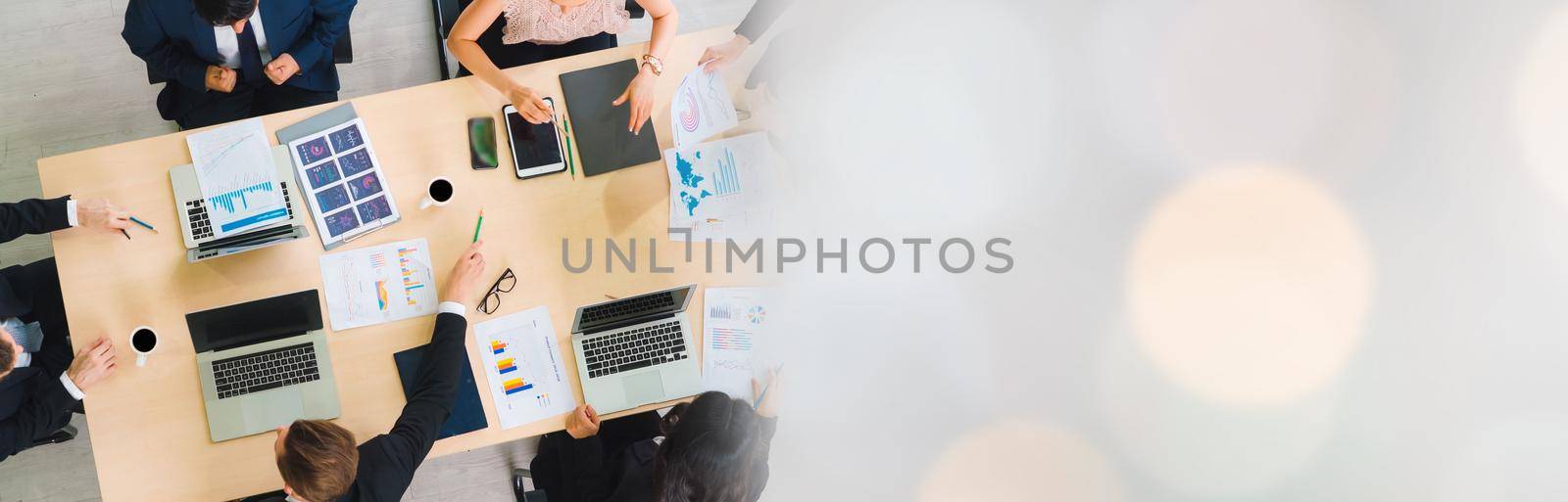 Business people group meeting shot from top widen view by biancoblue