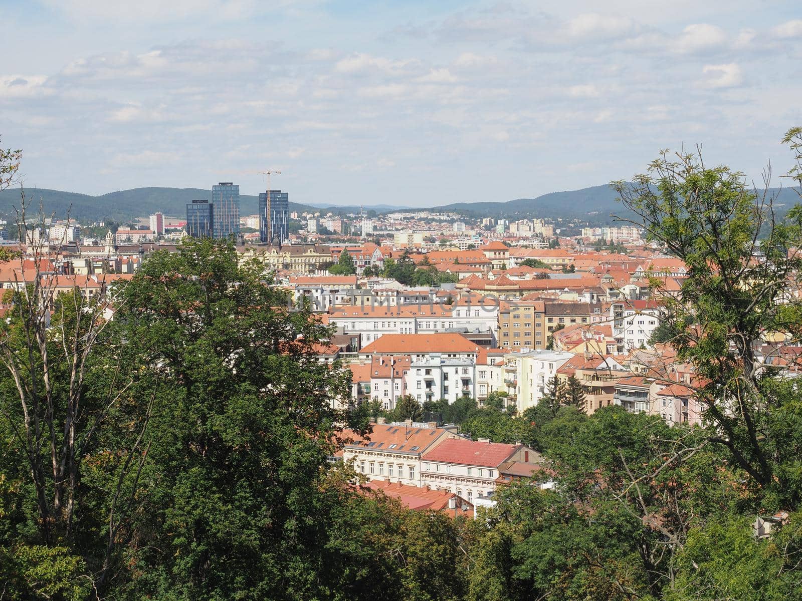 Aerial view of the city in Brno, Czech Republic