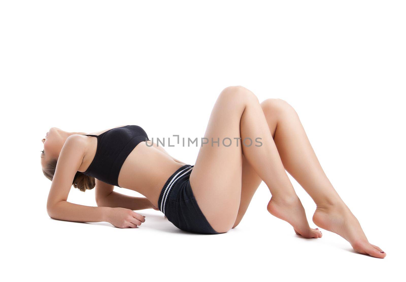 Young woman exercise sport complex isolated by rivertime