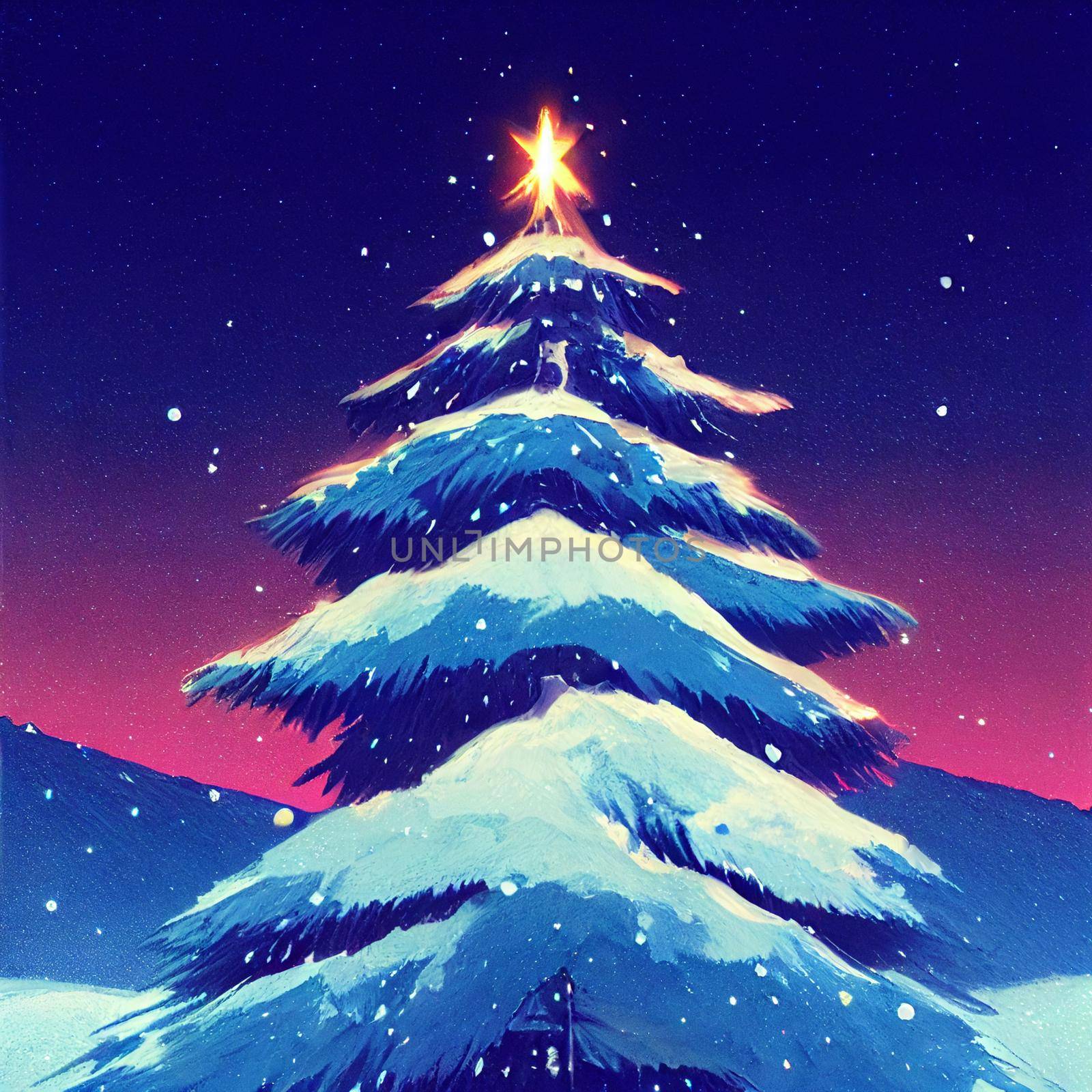Colorful christmas tree illustration. High quality illustration
