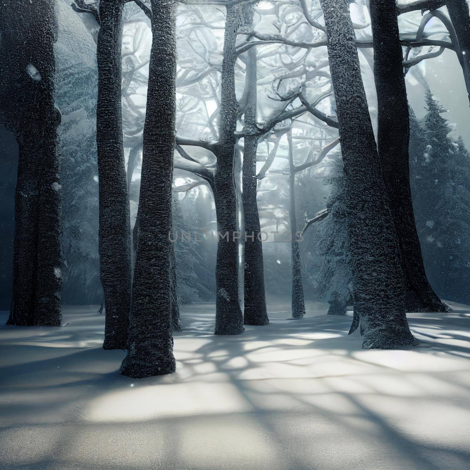 Gloomy image of a snowy forest by NeuroSky