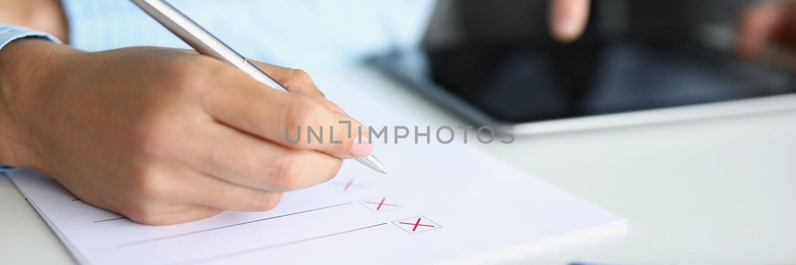 Businessmen make up a strategy, write down a list of options by kuprevich