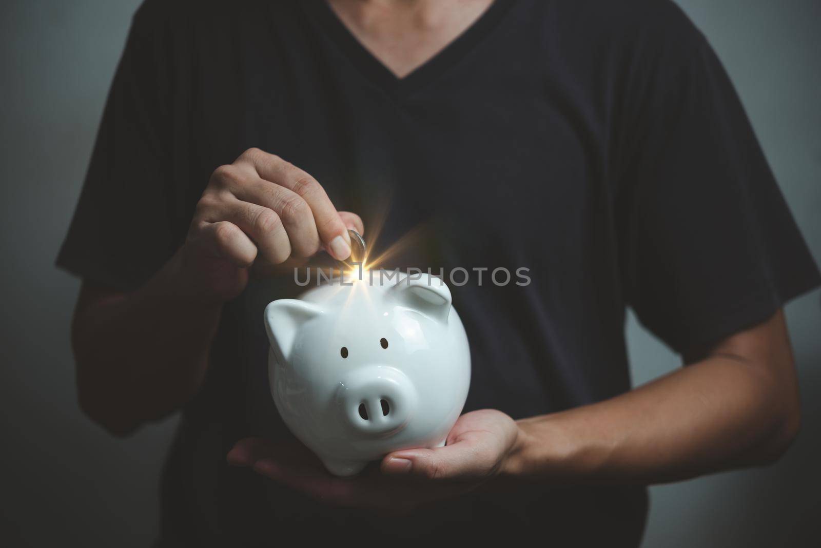 Deposit fund growth savings piggybank finance cash coin currency economy investment. business tax wealth income loan retirement concept. by aoo3771