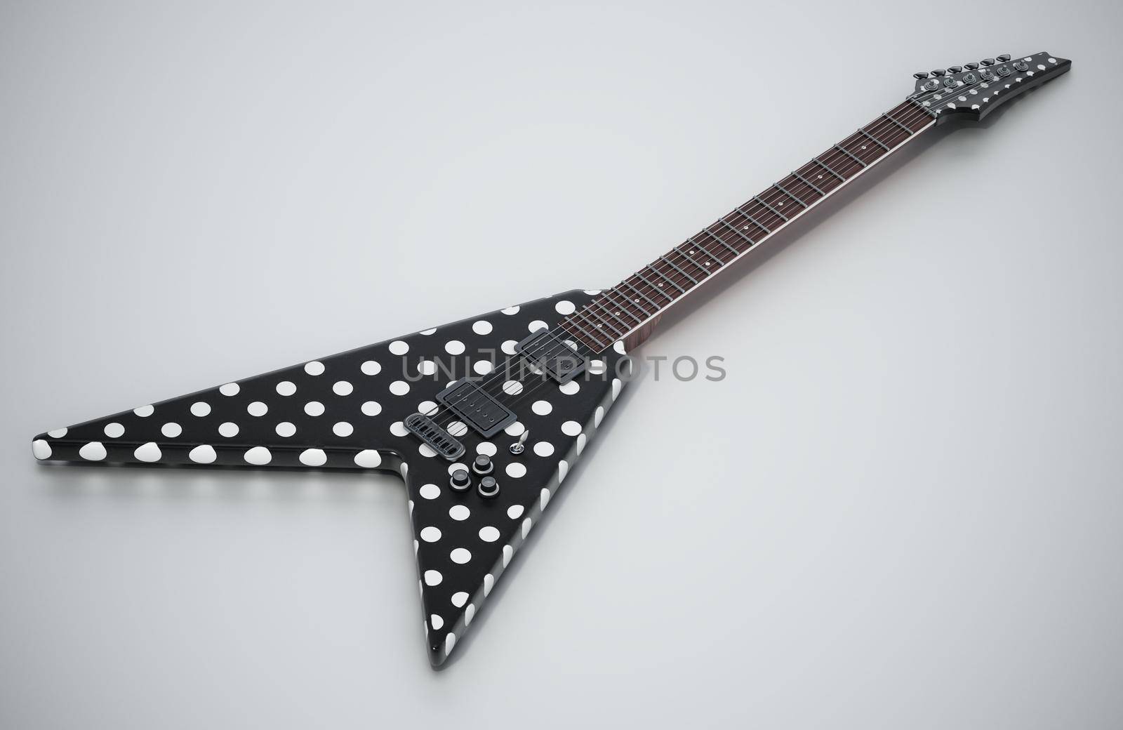 Flying V electric guitar. 3D illustration by Simsek