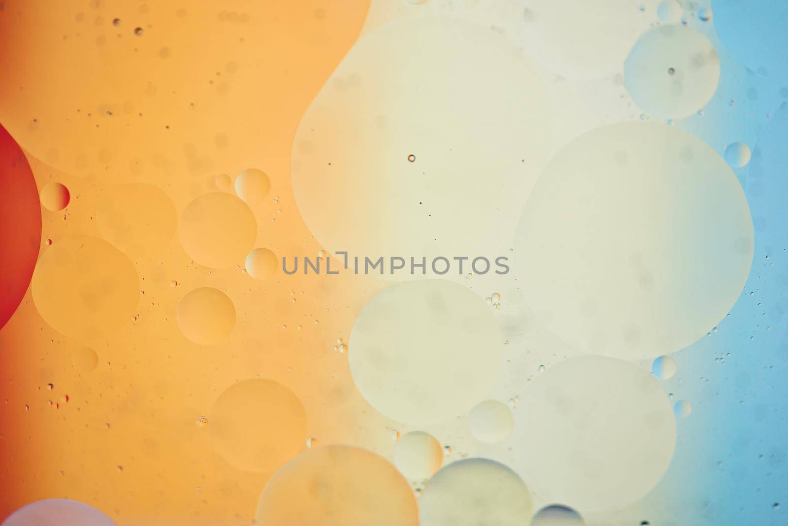 Oil drops in water. Abstract psychedelic pattern image rainbow colored. Abstract background with colorful gradient colors. DOF