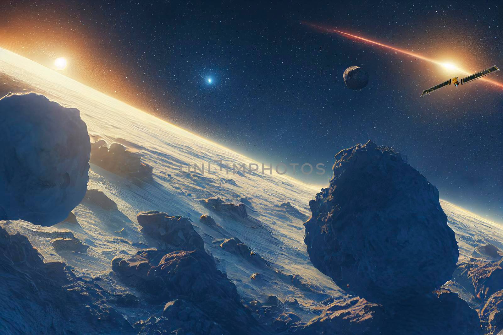 DART Asteroid Deflection Test Mission. This image elements furnished by NASA. 3d rendering