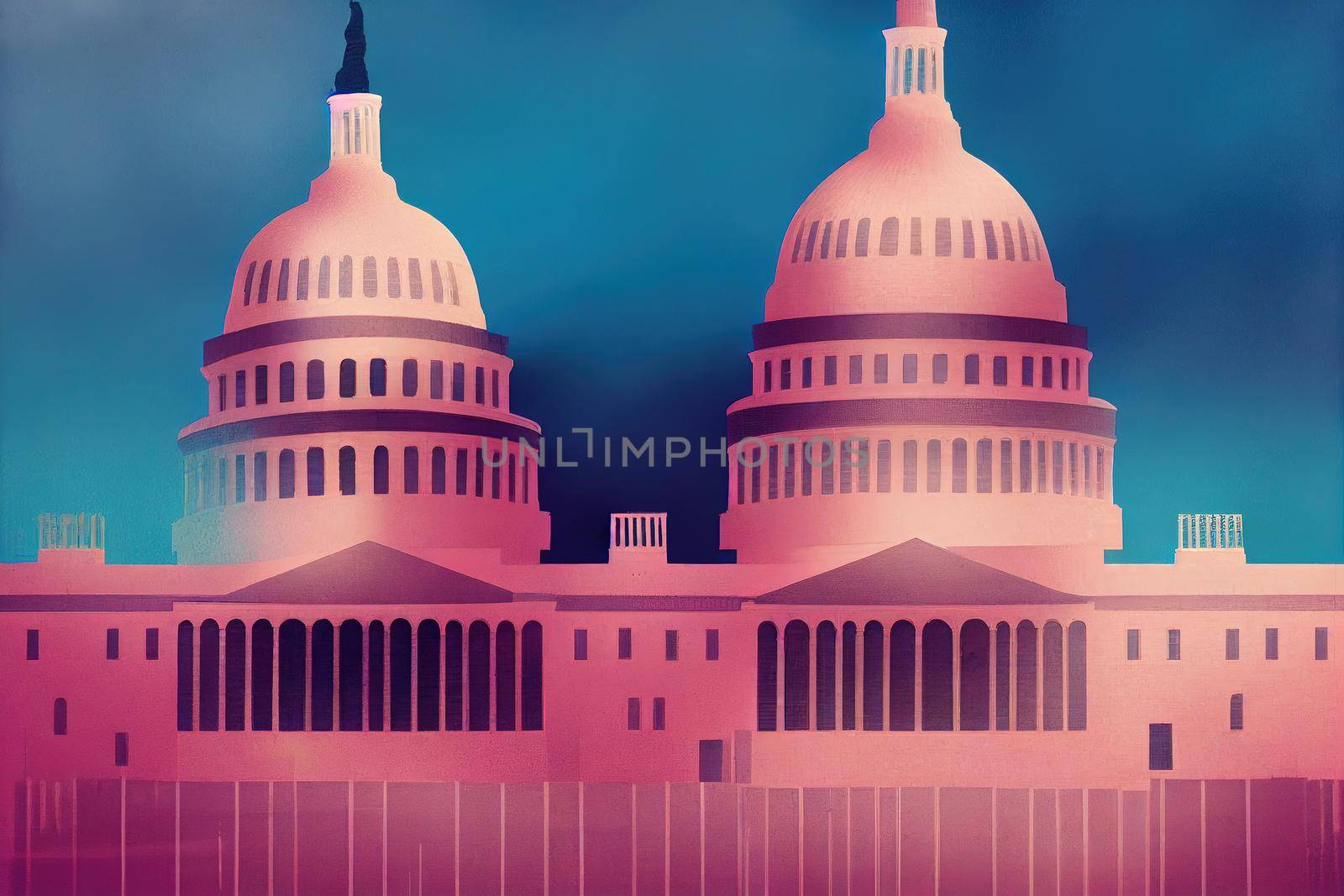 2d style, Washington DC US Capitol Building in a cloudy day , Anime style U1 1 by 2ragon