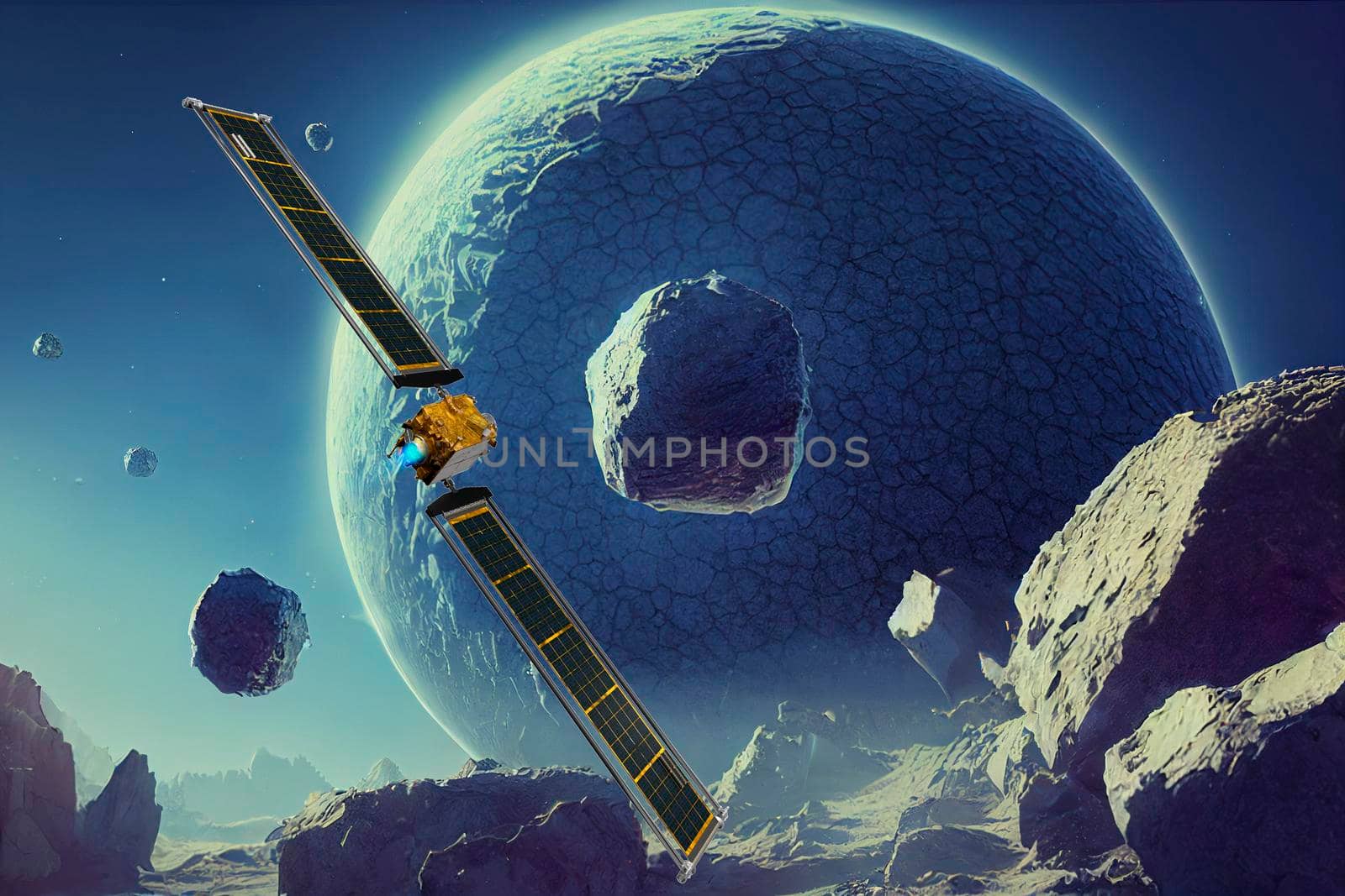 DART Asteroid Deflection Test Mission. This image elements furnished by NASA. 3d rendering