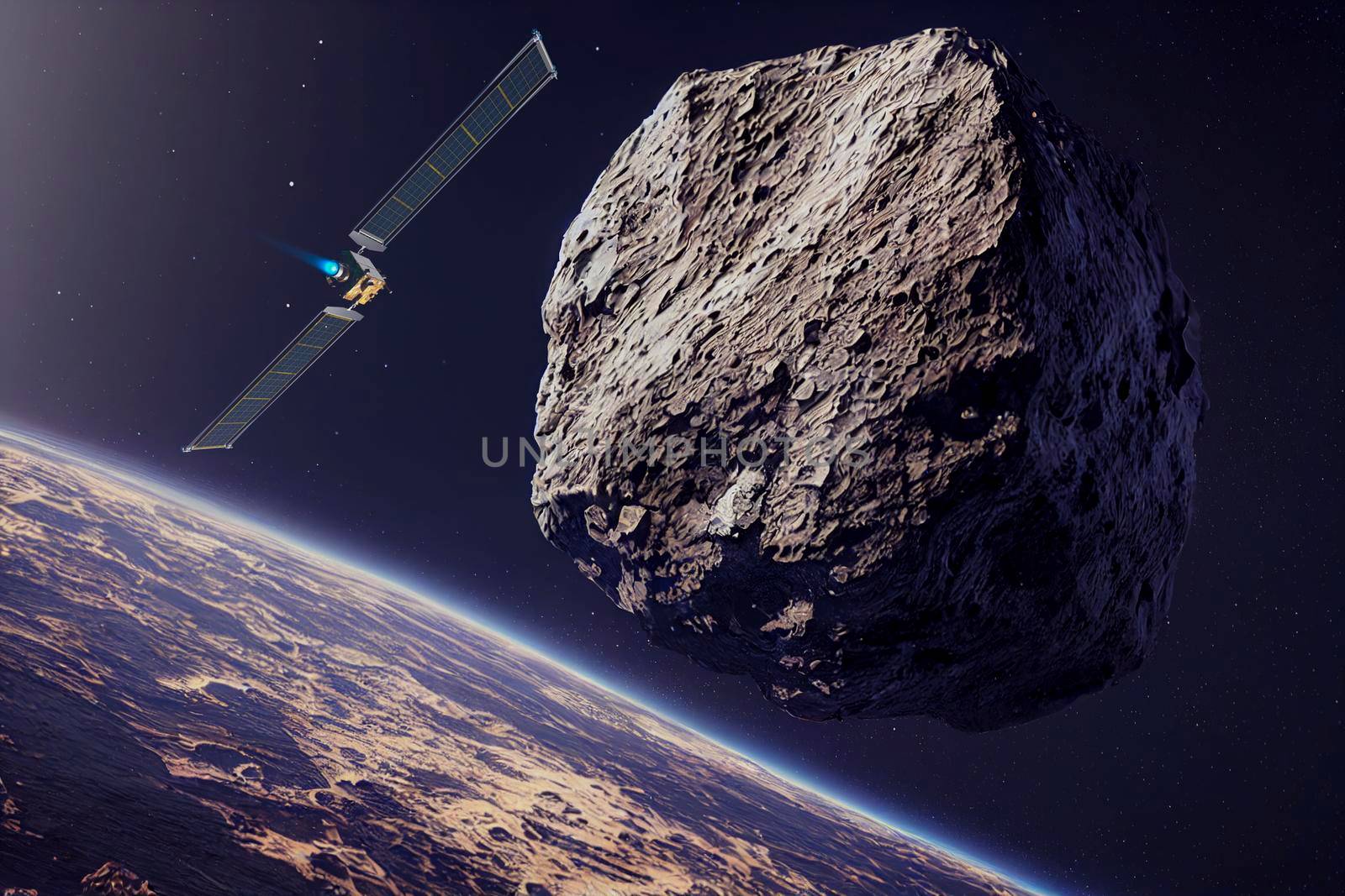 DART Asteroid Deflection Test Mission. This image elements furnished by NASA. 3d rendering. by jbruiz78
