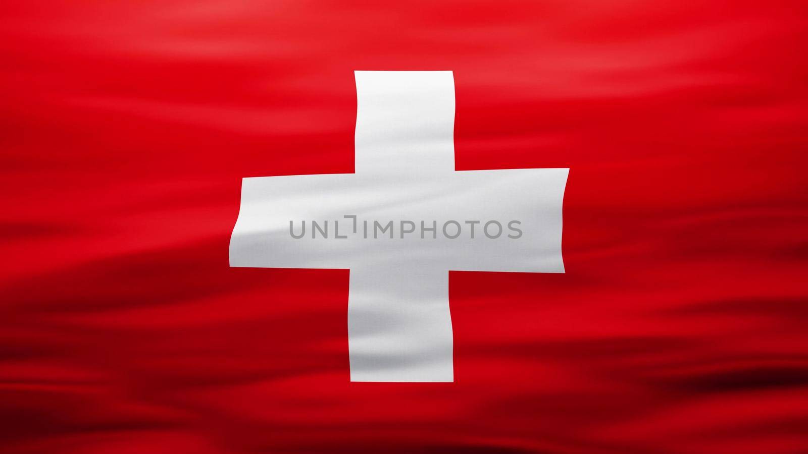 Swiss flag, Rippled silk texture - Front 3D illustration