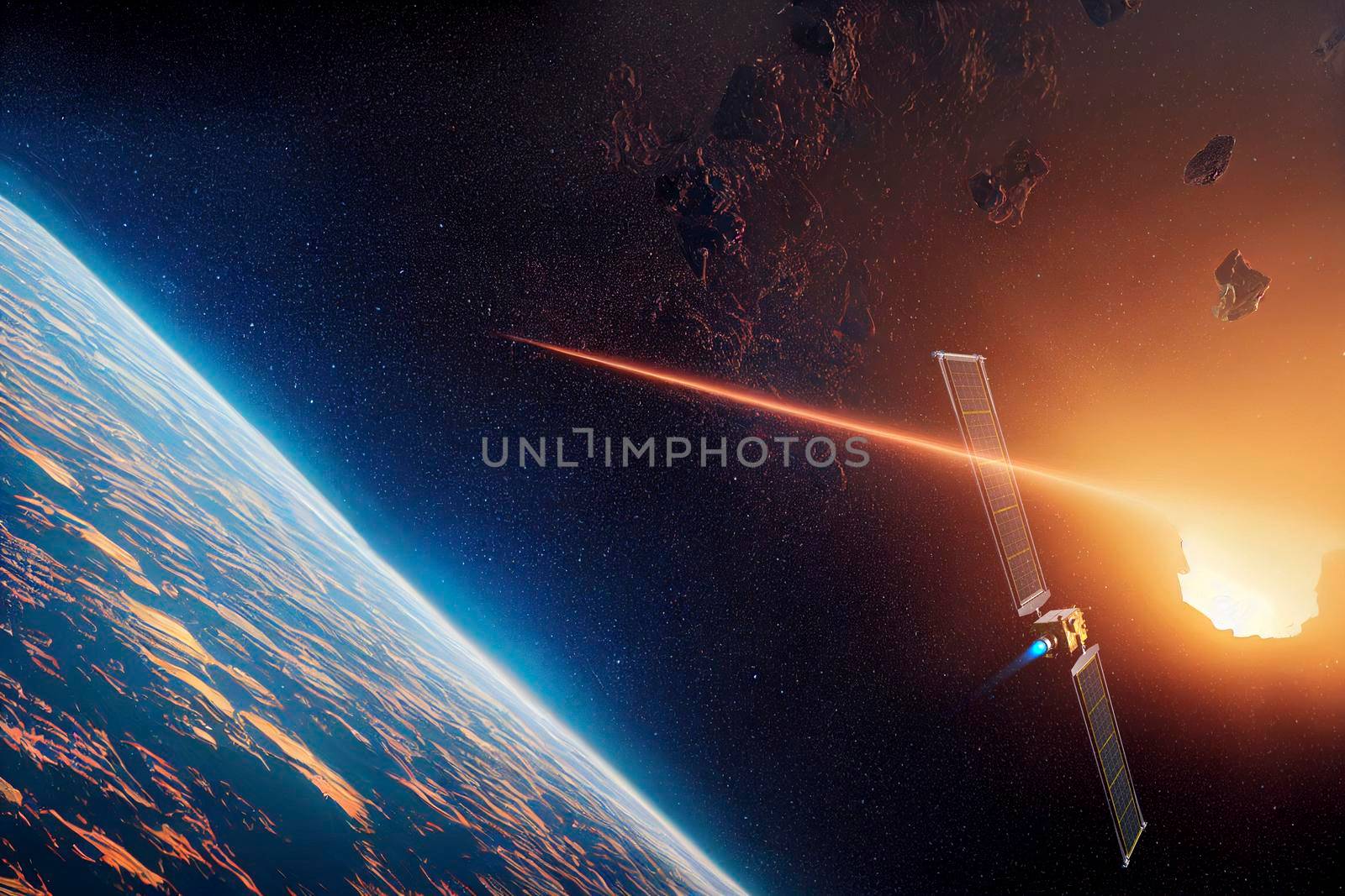 DART Asteroid Deflection Test Mission. This image elements furnished by NASA. 3d rendering