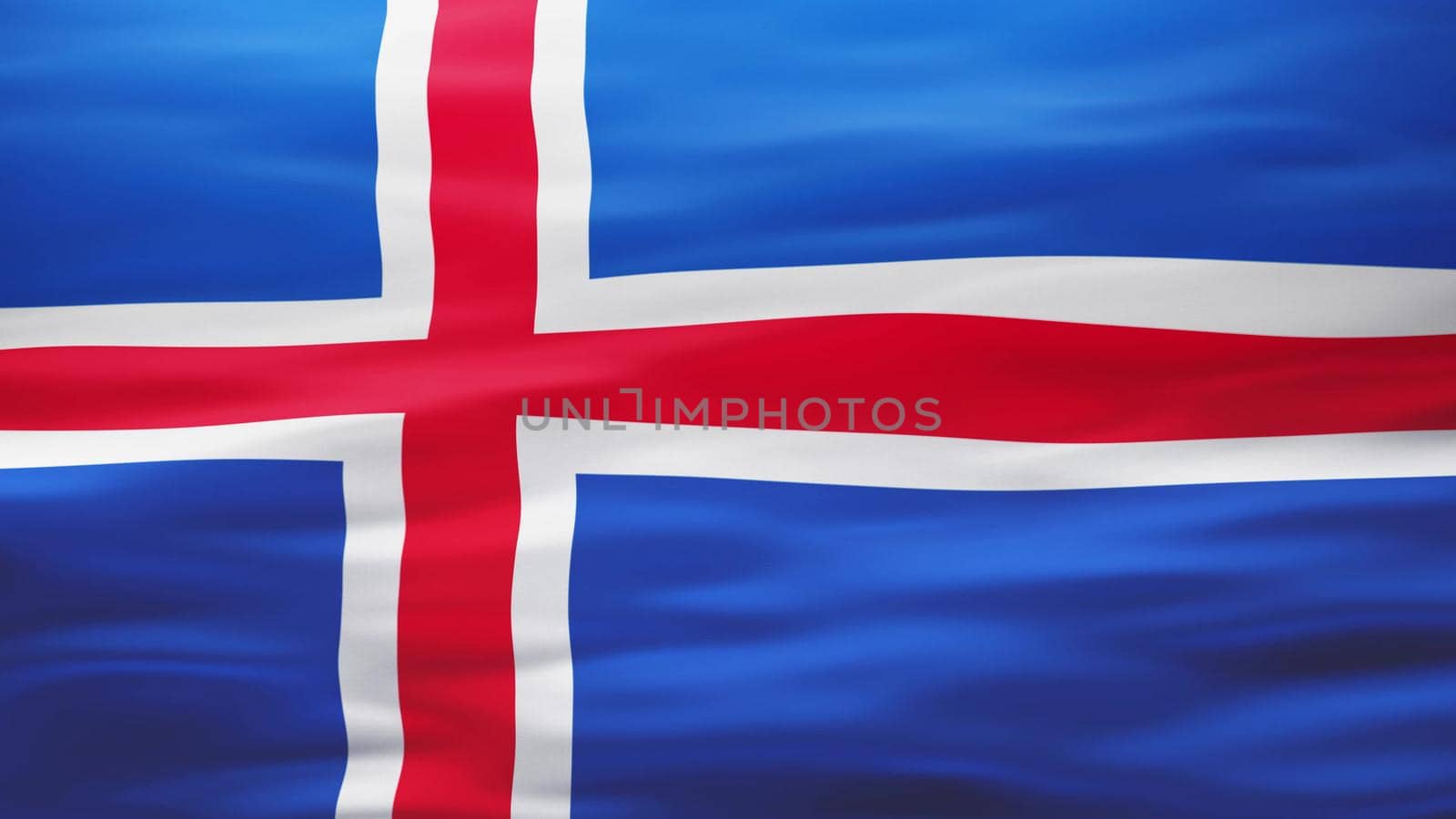 Icelandic flag, Rippled silk texture - Front 3D illustration