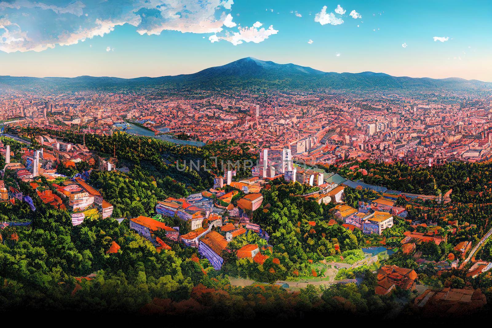 anime style, Panorama of Serbia capital city Belgrade , Anime style U1 1 by 2ragon
