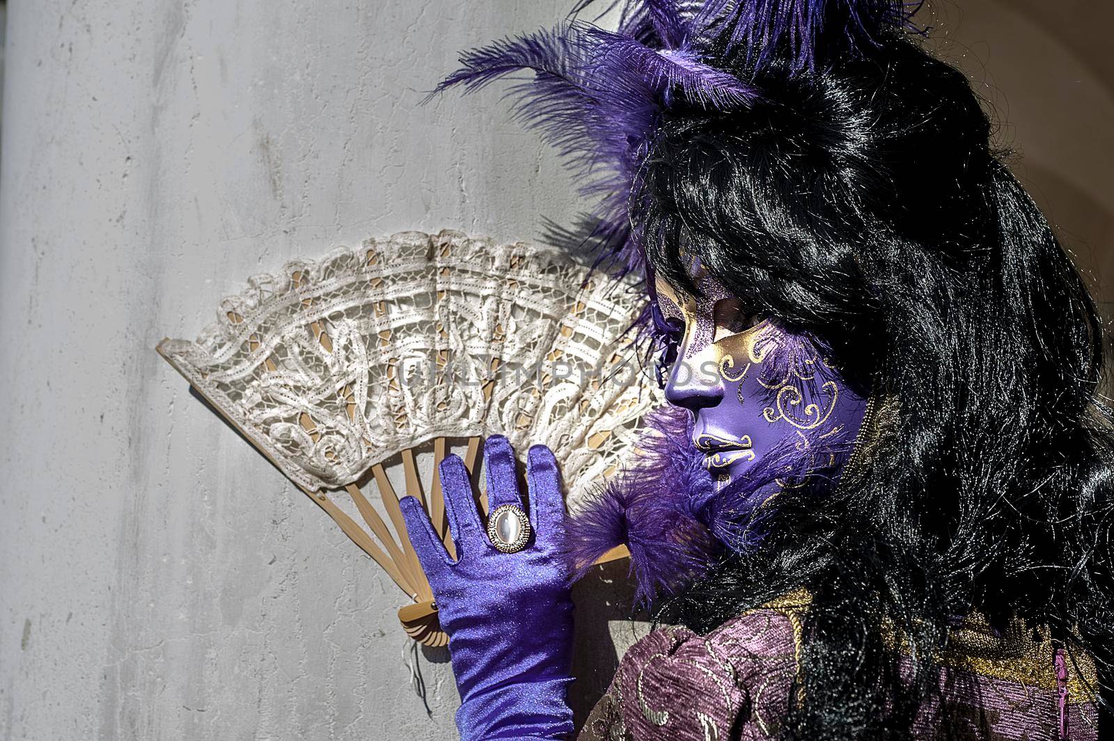 VENICE, ITALY - Febrary 23 2019: The masks of the Venice carnival 2019