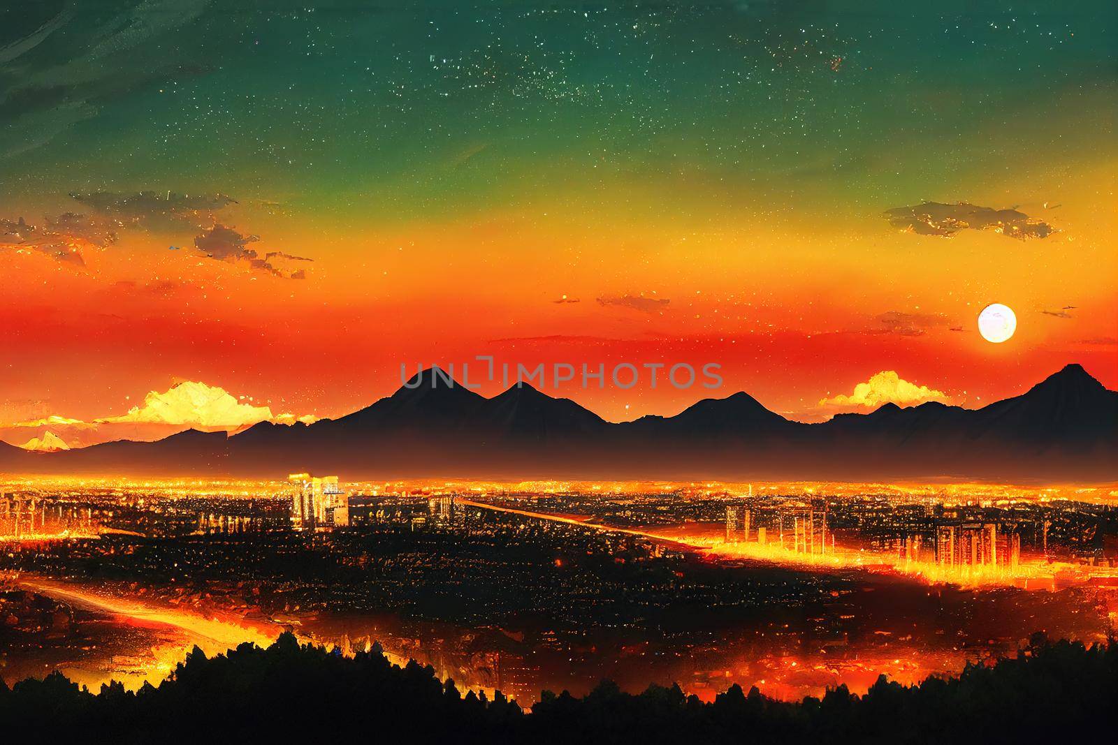 Salt Lake City skyline Utah at night , style U1 1