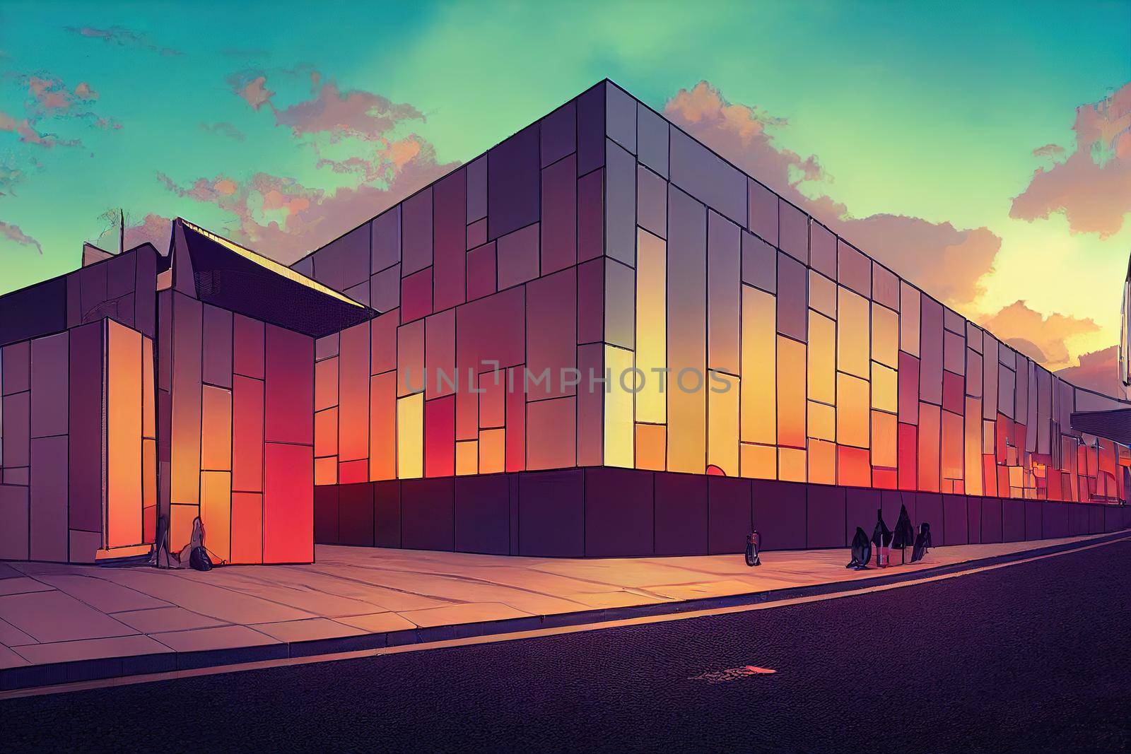 Modern buildings in capital city at Skulagata street Stone barrier on Reykjavik coast Iceland , style U1 1