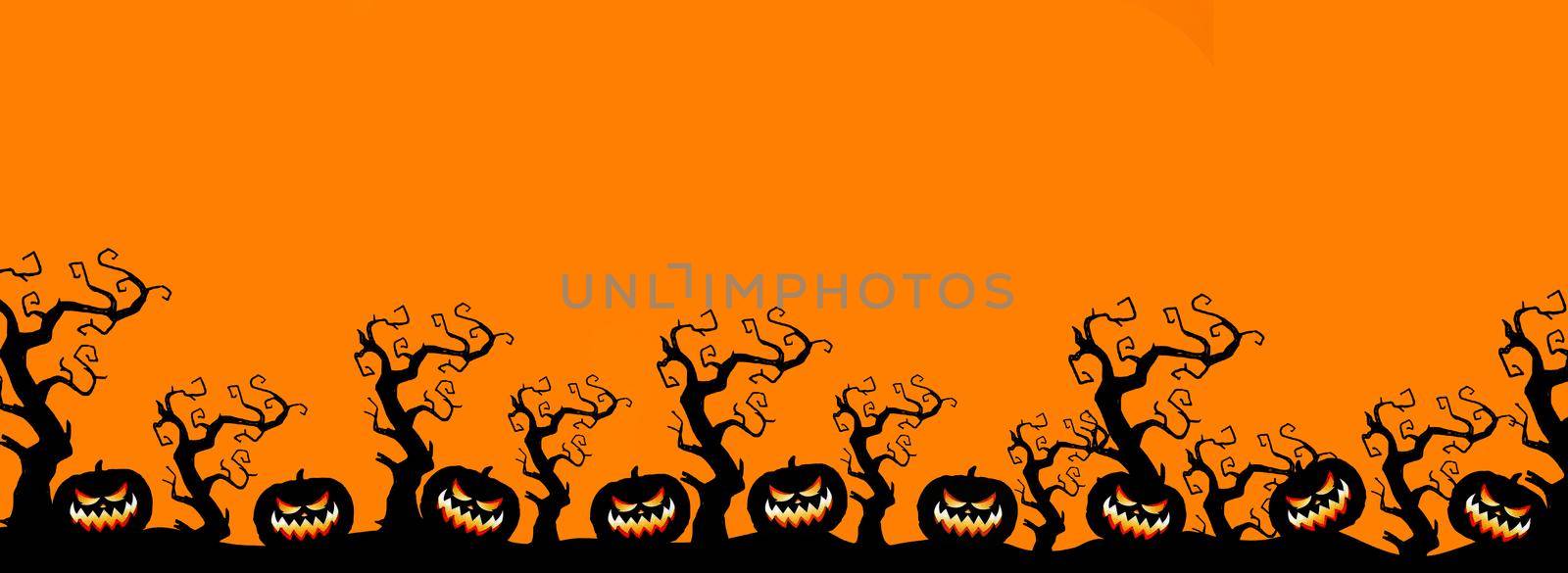 Spooky and scary Halloween images and vector pumpkins background, illustration for multimedia content or halloween card.