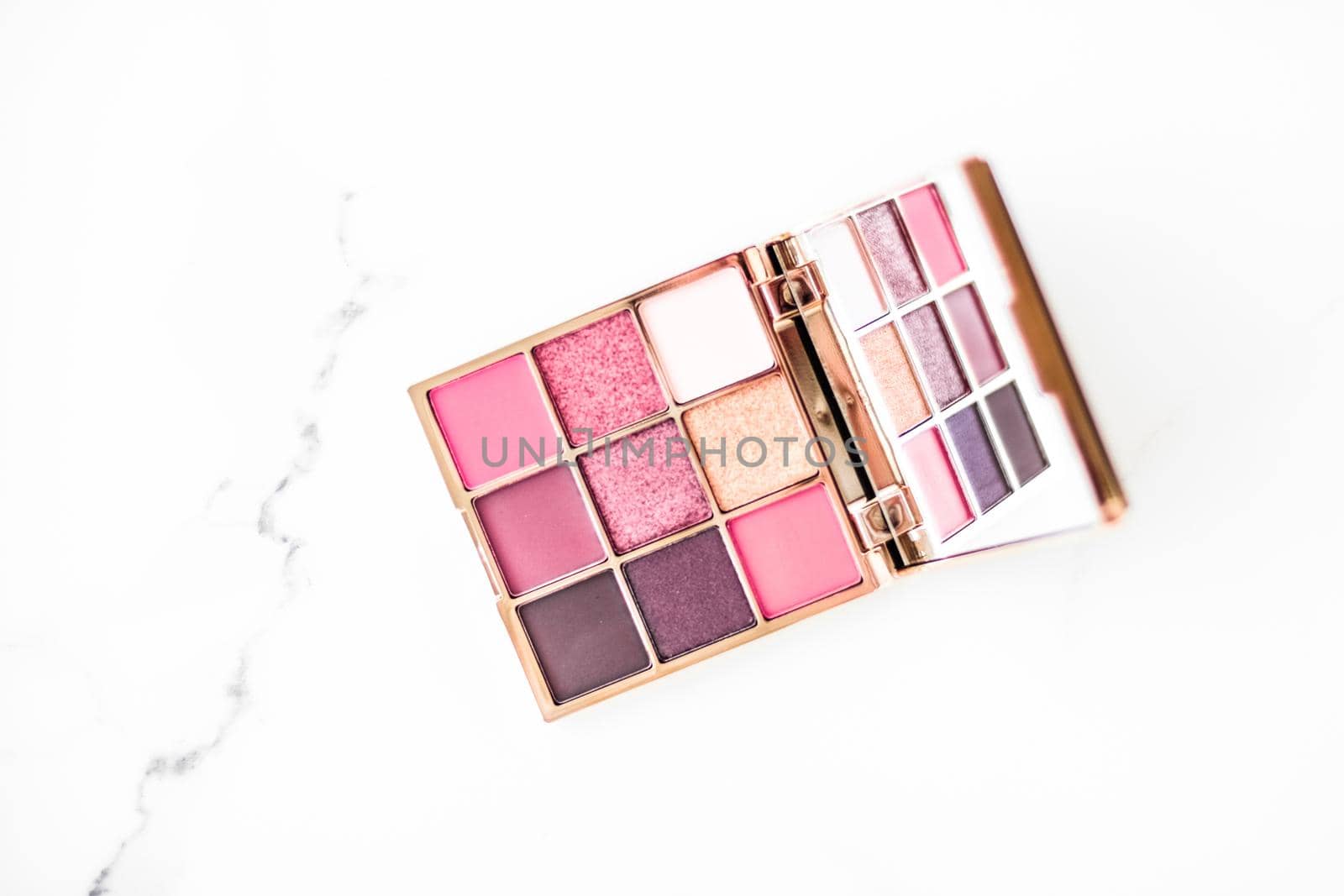 Eye shadow palette on marble background, make-up and cosmetics product for luxury beauty brand sale promotion and holiday flatlay design by Anneleven