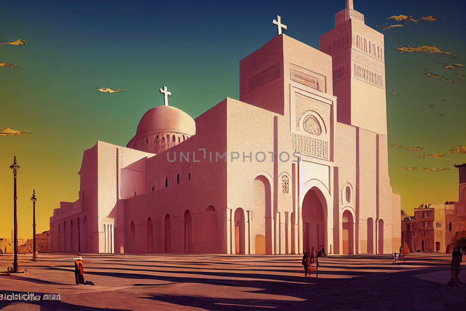 TUNIS TUNISIA JULY 05 2017 Catholic Cathedral of St Vincent de Paul famous popular place located at Independence Square North Africa , style U1 1