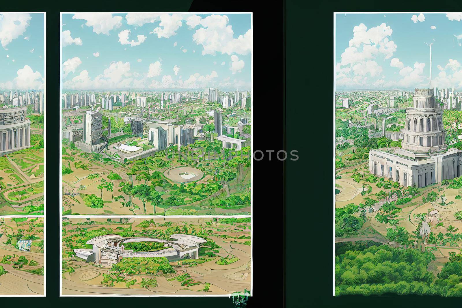 Cartoon style Ciudad Victoria Tamaulipas Mexico July The Park and Tower Bicentenario government building of the State , style U1 1