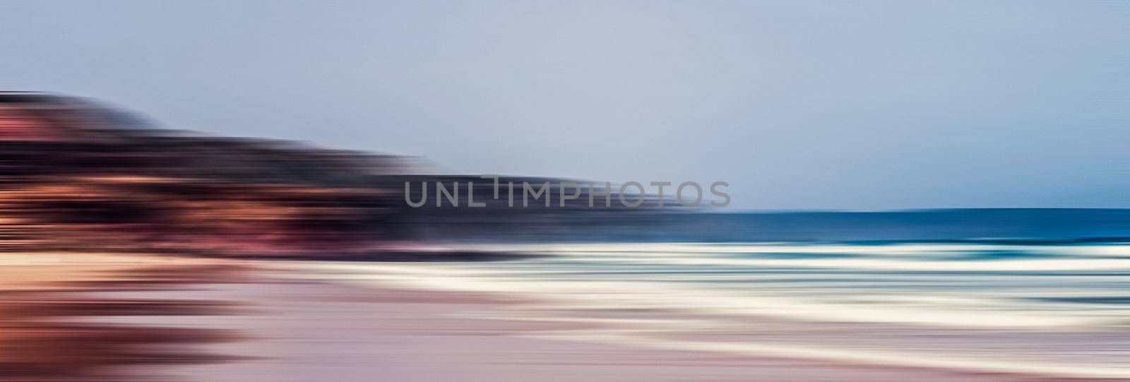 Abstract sea background, long exposure view of dreamy ocean coast in summer by Anneleven